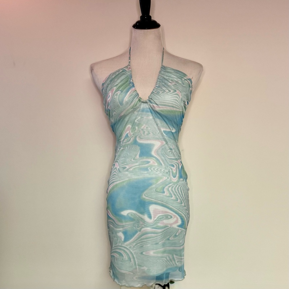 LA Cotton Candy Swirl Pattern‎ Halter Dress